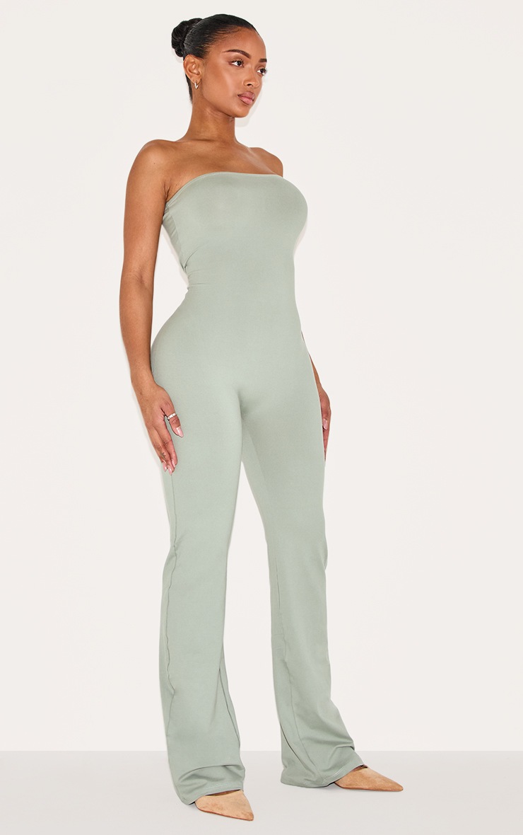 Pretty Little Thing Shape Sage Green Soft Sculpted Bandeau Jumpsuit