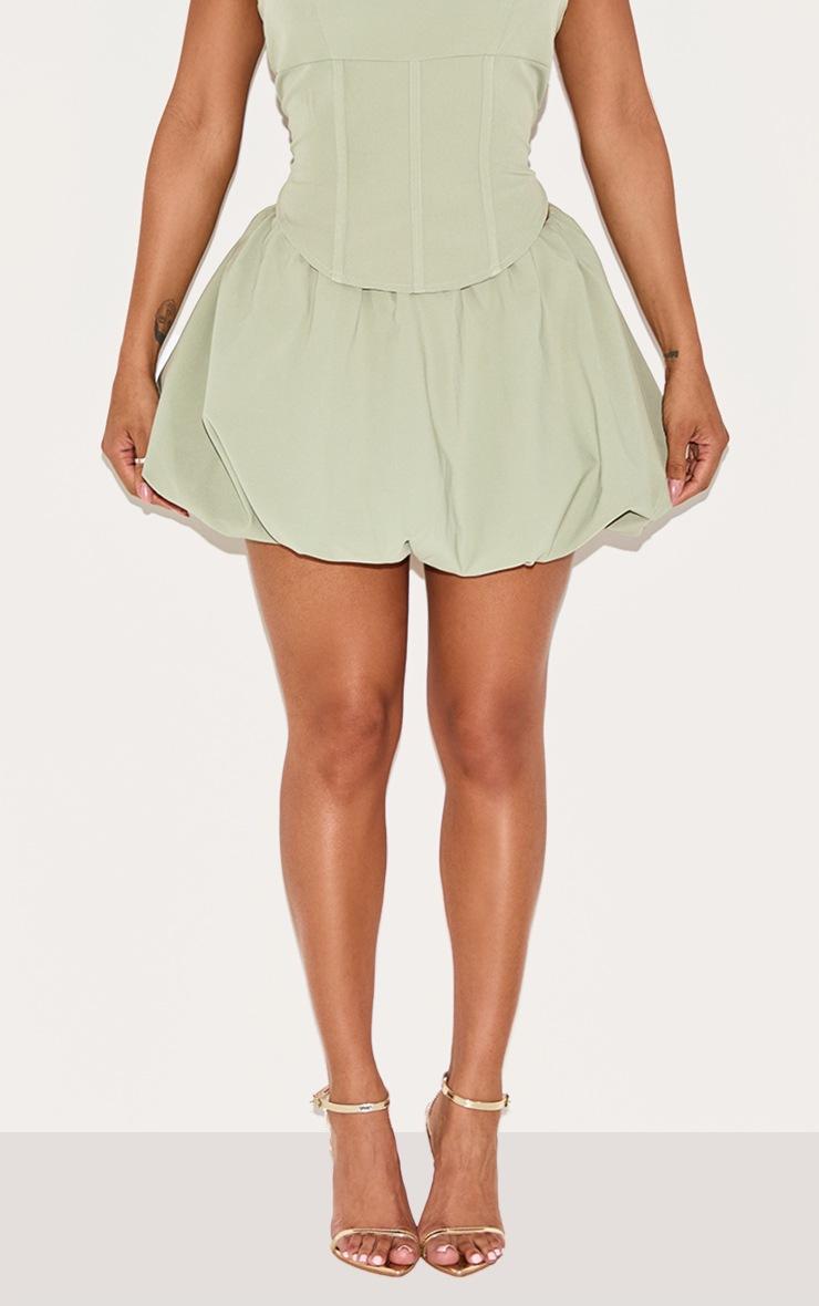 Pretty Little Thing Shape Sage Tailored Puffball Mini Skirt