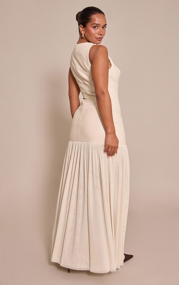 Pretty Little Thing Shape Stone Faux Leather Contrast Dropped Hem Maxi Dress