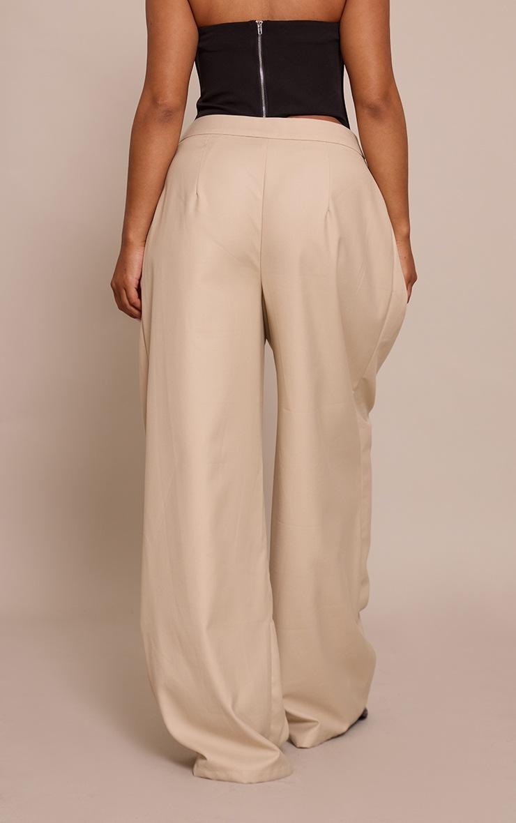 Pretty Little Thing Shape STONE Fold Over Tailored Wide Leg Pants