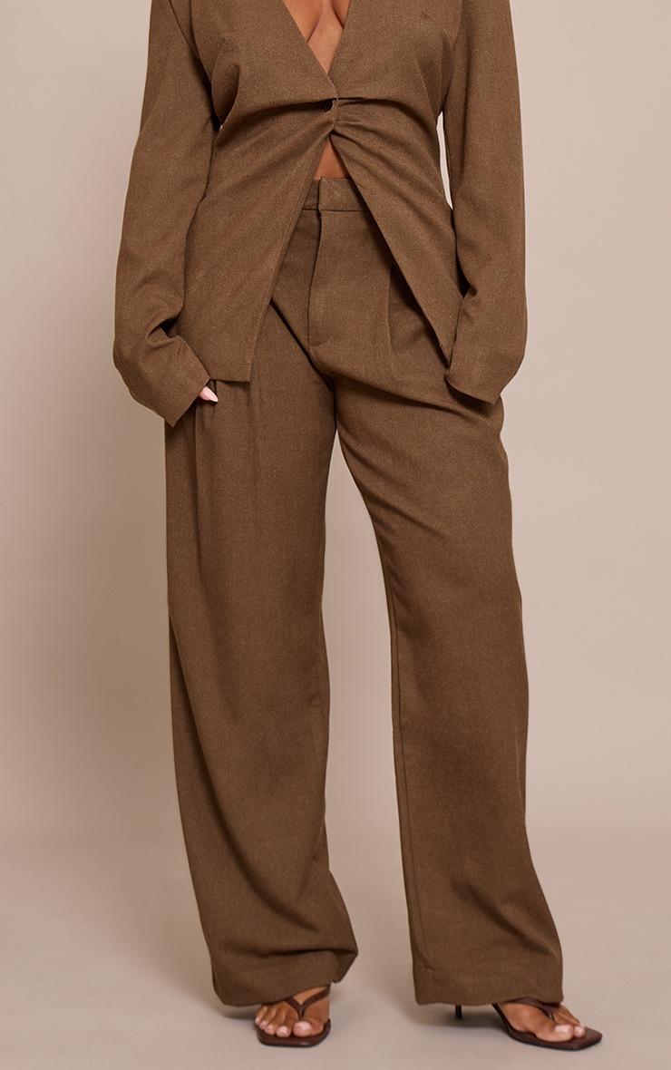 Pretty Little Thing Shape Taupe Tailored Highwaisted Straight Leg Pant