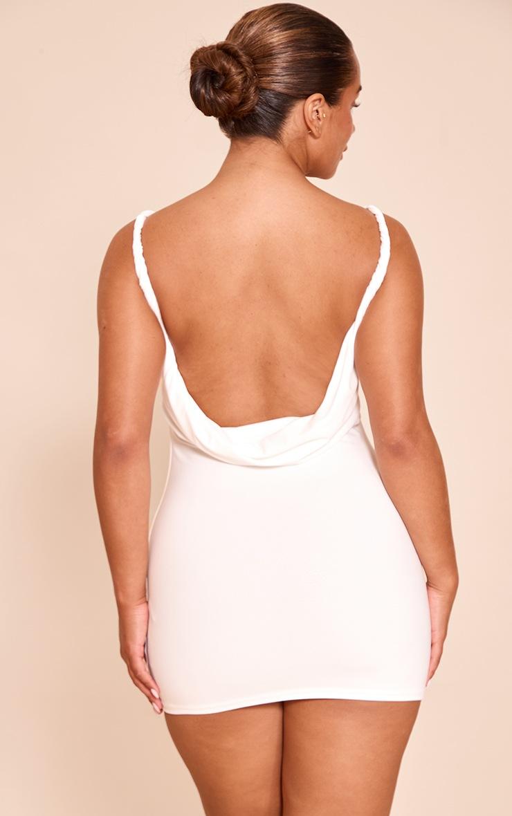 Pretty Little Thing Shape White Boat Neck Twist Shoulder Cowl Back Mini Dress