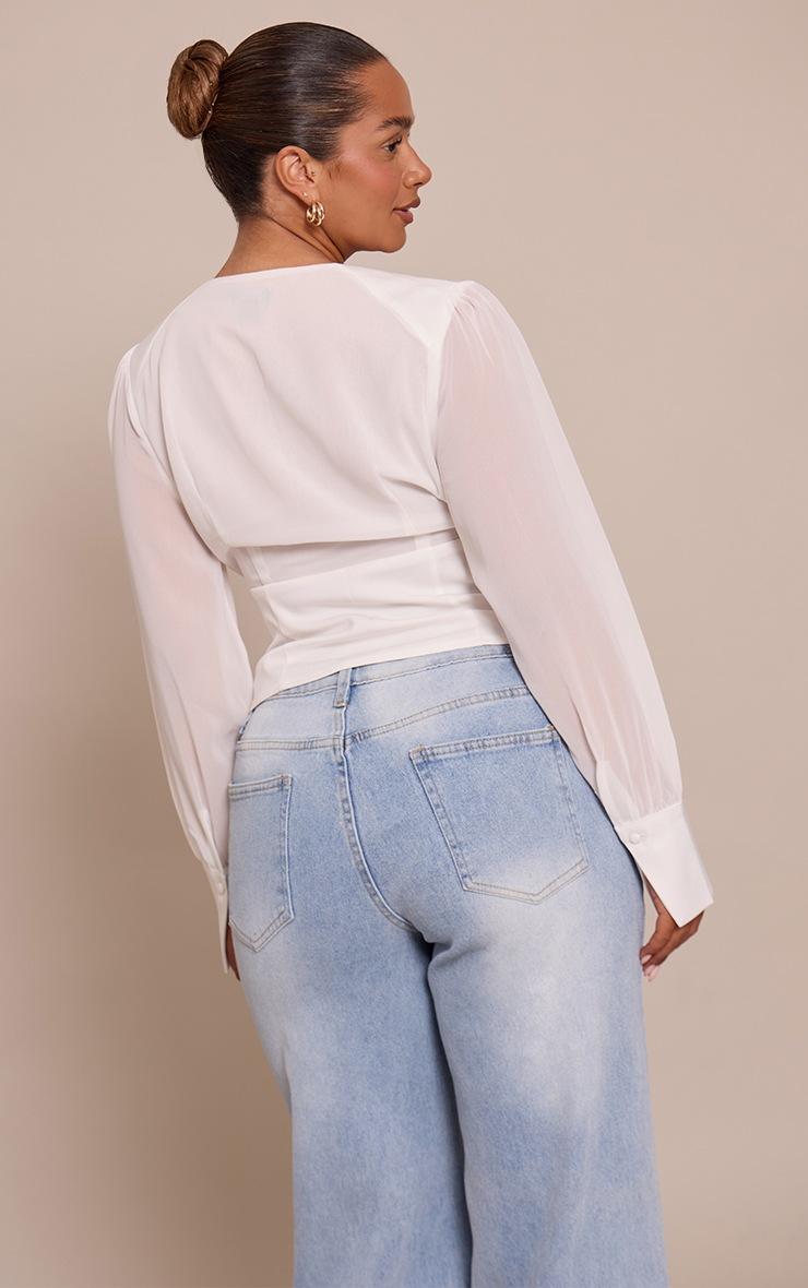 Pretty Little Thing Shape White Chiffon Bust Woven Shirt
