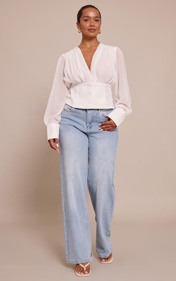 Pretty Little Thing Shape White Chiffon Bust Woven Shirt