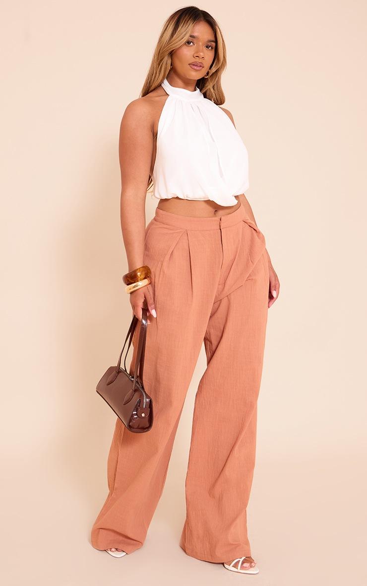 Pretty Little Thing Shape White Chiffon Halterneck Open Back Top