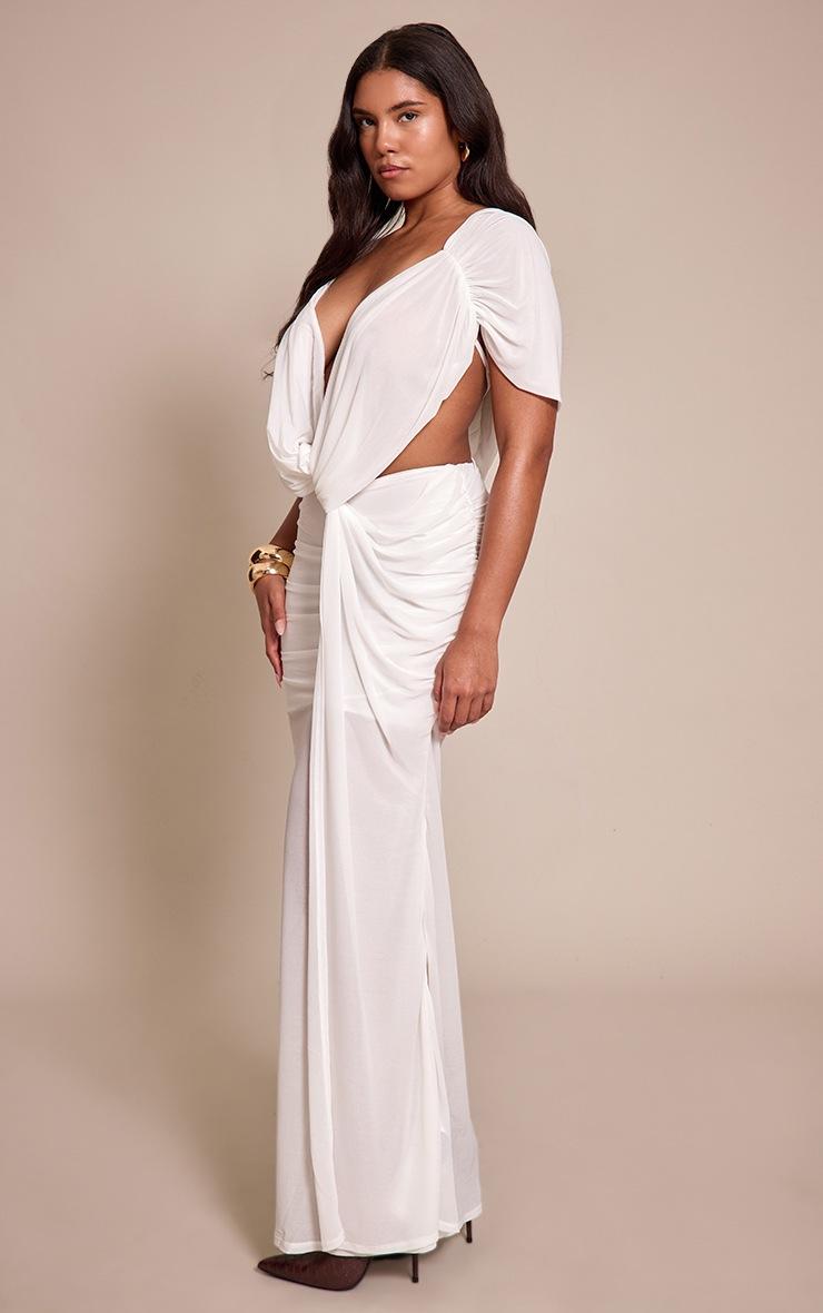 Pretty Little Thing Shape White Mesh Cutout Maxi Dress