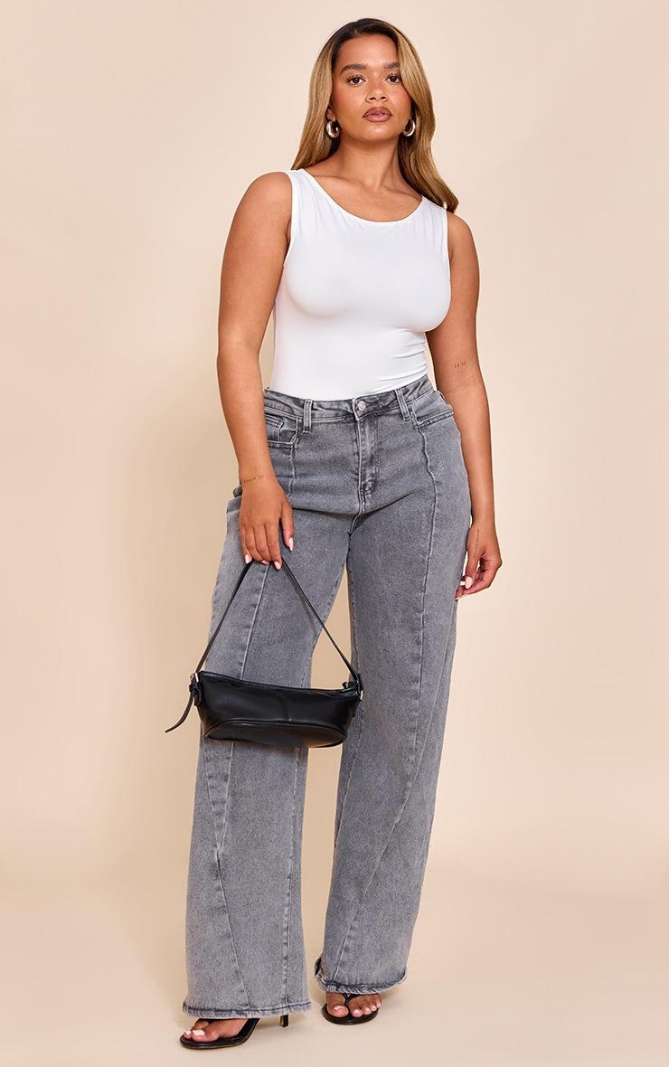 Pretty Little Thing Shape White Sculpt Boat Neck Sleevless Bodysuit