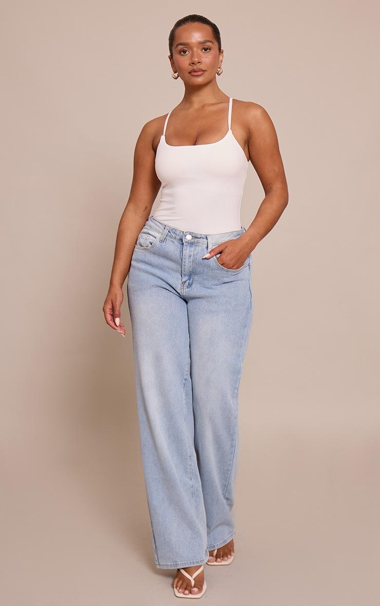 Pretty Little Thing Shape White Sculpt Built In Bra Strappy Bodysuit