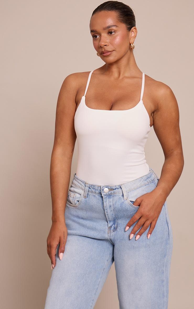 Pretty Little Thing Shape White Sculpt Built In Bra Strappy Bodysuit