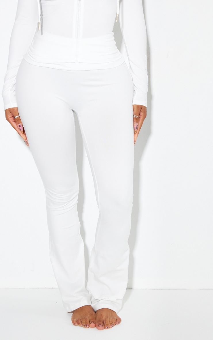 Pretty Little Thing Shape White Sculpted Foldover Waist Flare Pants