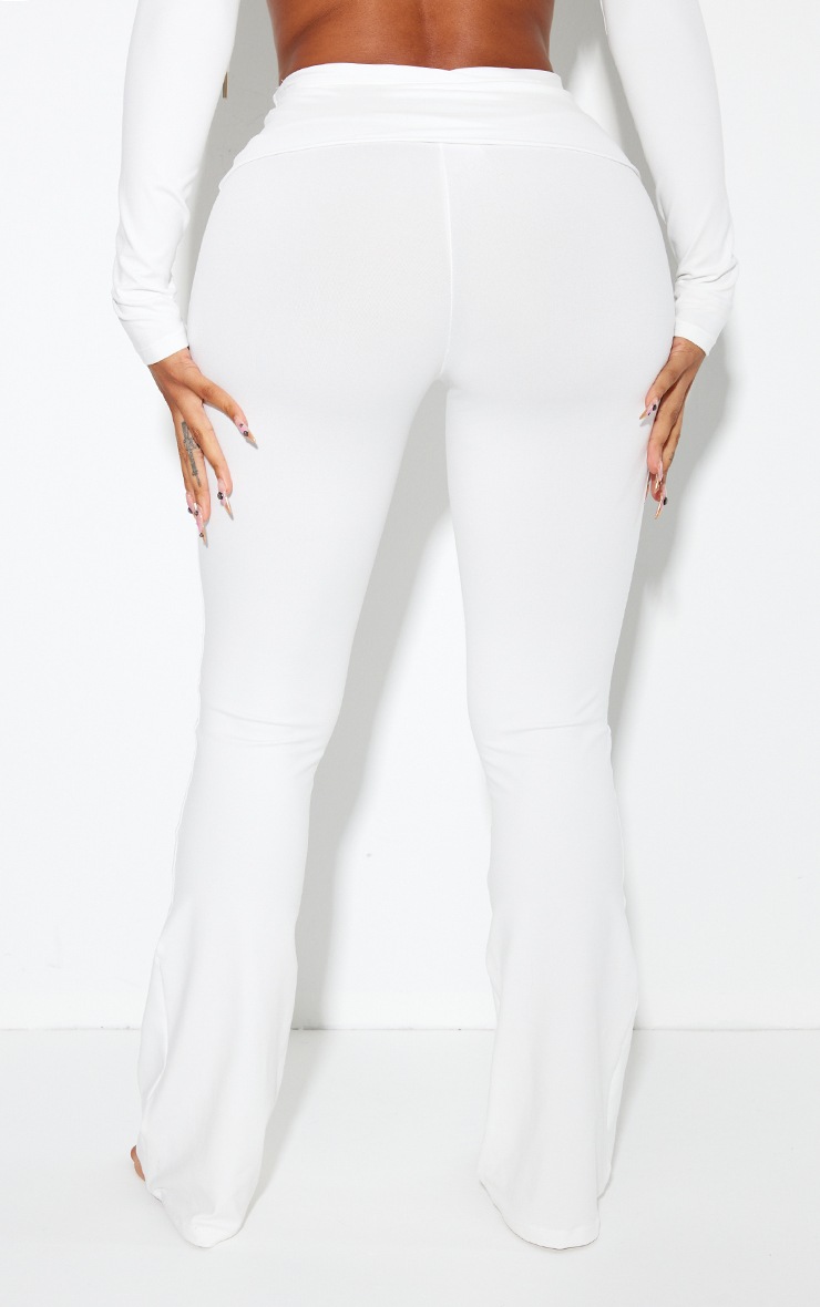 Pretty Little Thing Shape White Sculpted Foldover Waist Flare Pants