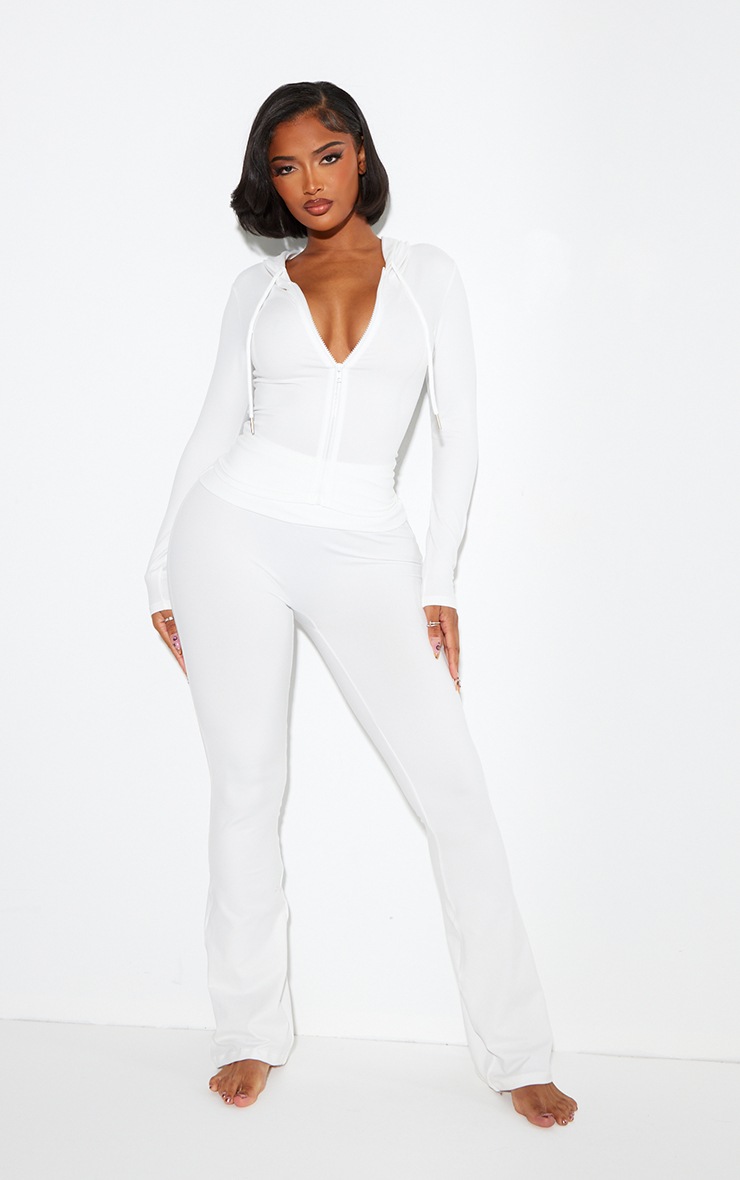 Pretty Little Thing Shape White Sculpted Foldover Waist Flare Pants