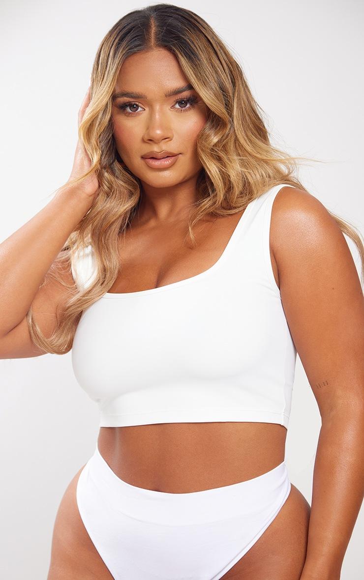 Pretty Little Thing Shape White Sculpted Scoop Neck Crop Top