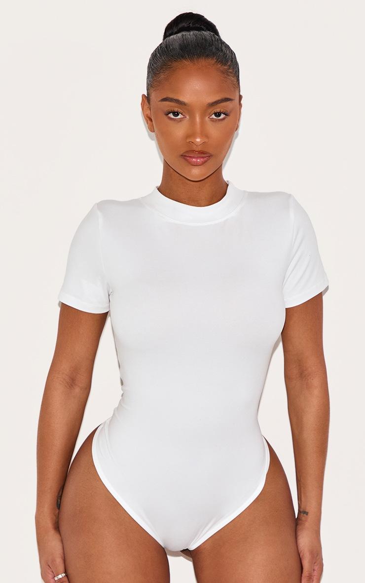 Pretty Little Thing Shape White Sculpted Short Sleeve Bodysuit