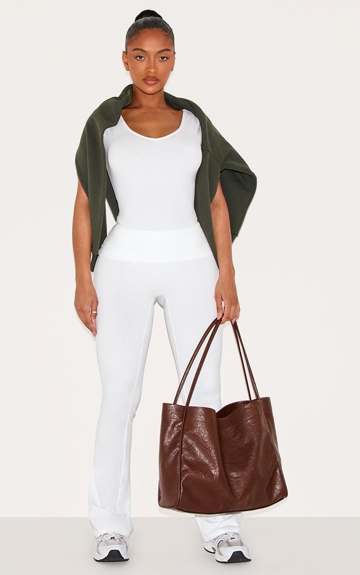 Pretty Little Thing Shape White Sculpted V Neck Short Sleeve Bodysuit