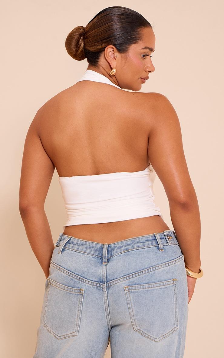 Pretty Little Thing Shape White Slinky Halterneck Top