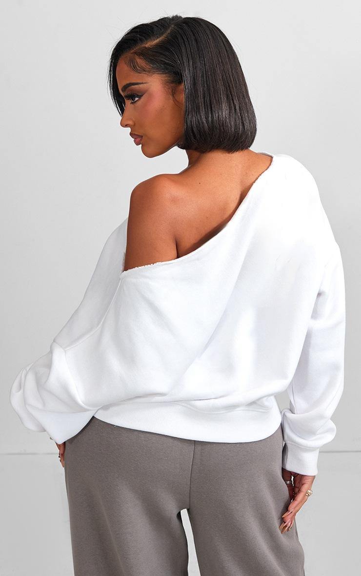 Pretty Little Thing Shape White Sweat Raw Edge Slouch Sweatshirt
