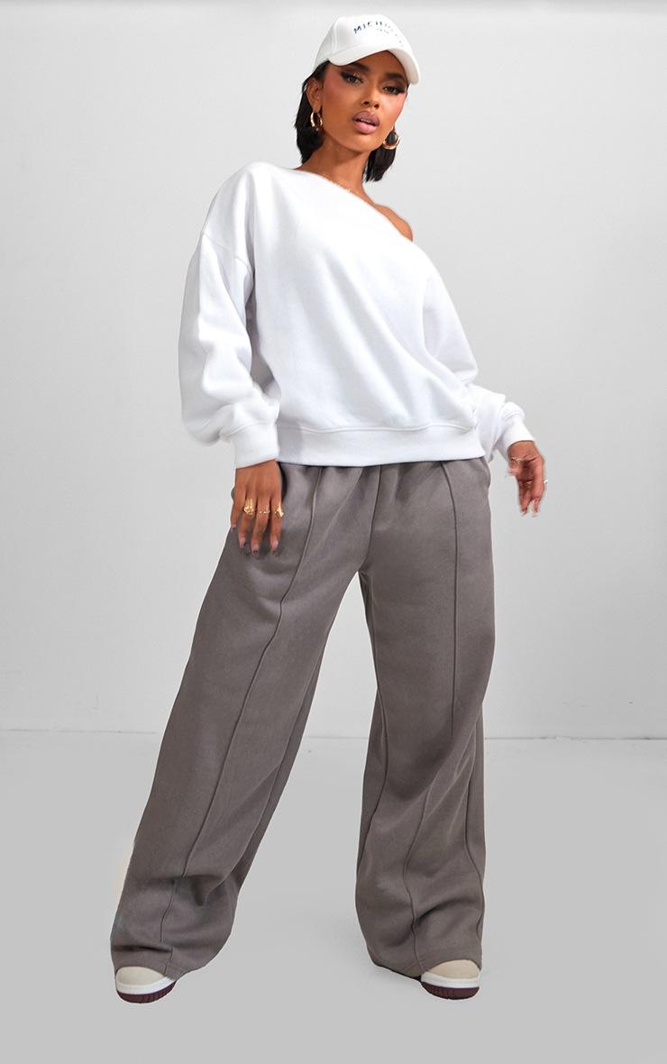 Pretty Little Thing Shape White Sweat Raw Edge Slouch Sweatshirt