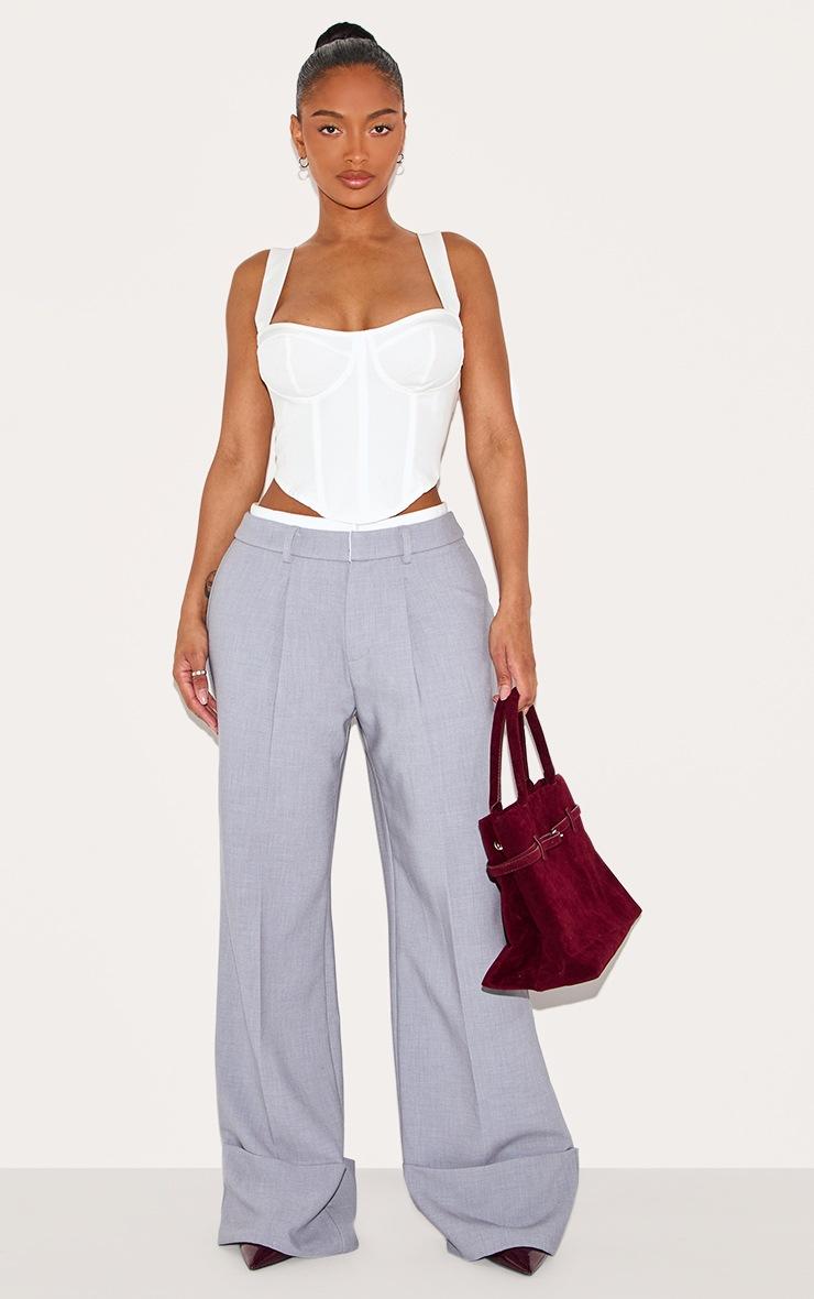 Pretty Little Thing Shape White Woven Corset Detail Crop Top