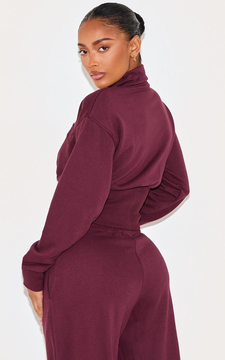 Pretty Little Thing Shape Wine Fitted Zip Up Sweatshirt
