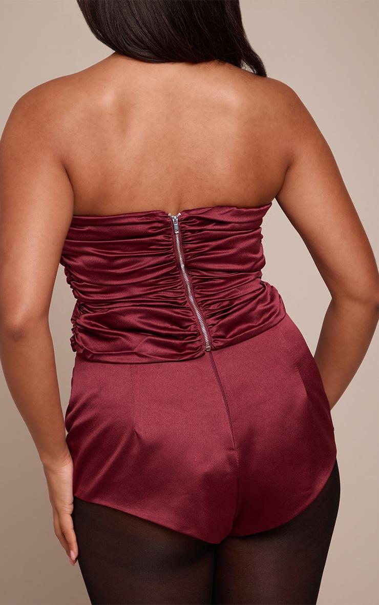 Pretty Little Thing Shape Wine Satin Drape Detail Shorts