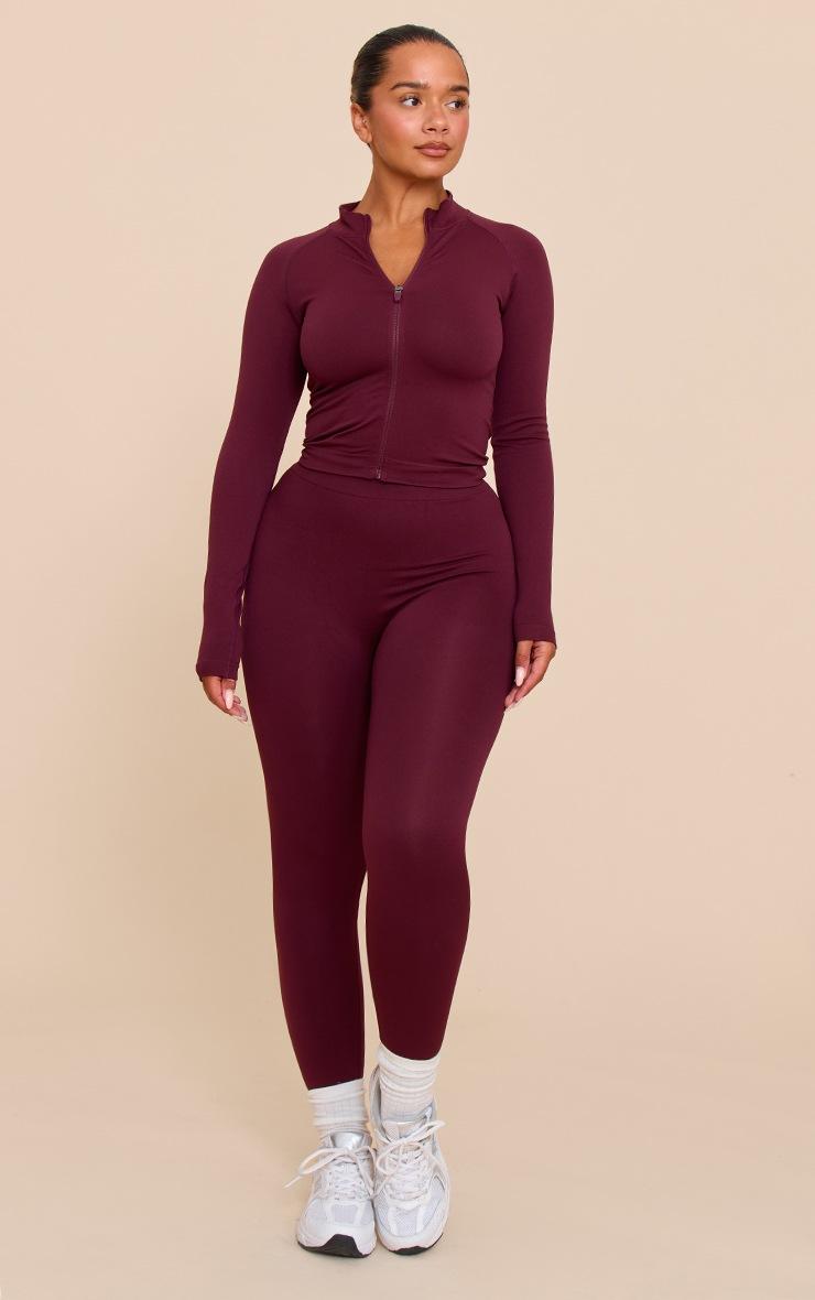 Pretty Little Thing SHAPE WINE SEAMLESS ACTIVE RUCHED BUM HIGH WAISTED LEGGINGS