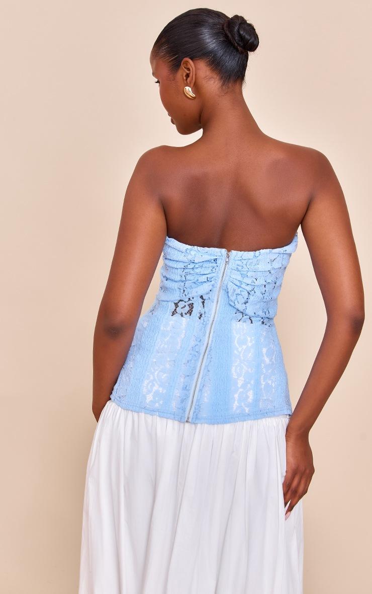 Pretty Little Thing Sky Blue Fitted Lace Bandeau Longline Top