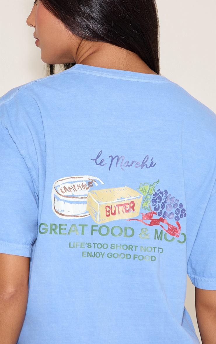 Pretty Little Thing Sky Blue Food Market Graphic Oversized T-shirt