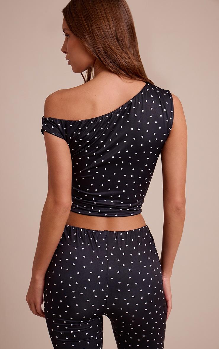 Pretty Little Thing Slinky Polka Dot Print Asymmetric Top