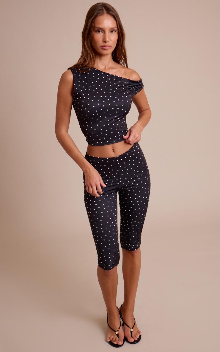 Pretty Little Thing Slinky Polka Dot Print Asymmetric Top