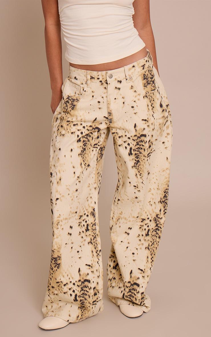 Pretty Little Thing Snow Leopard Slouchy Wide Leg Jeans