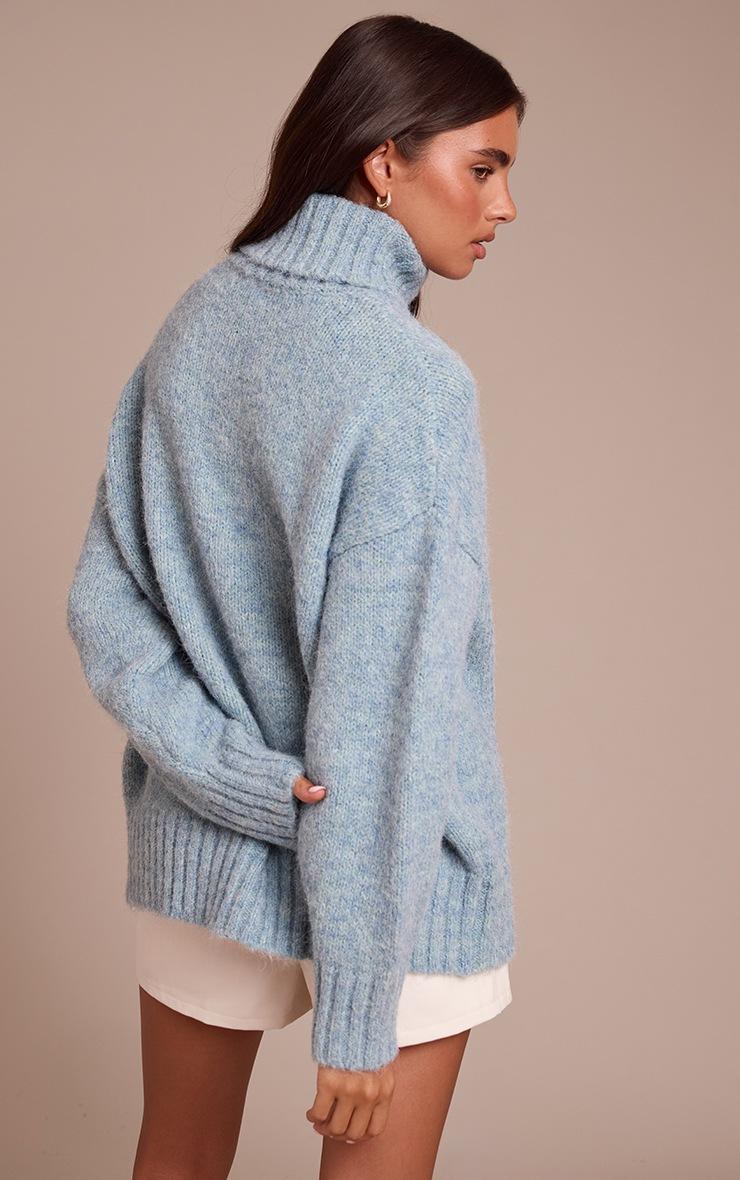 Pretty Little Thing Soft Blue Roll Neck Balloon Sleeve Oversized Sweater