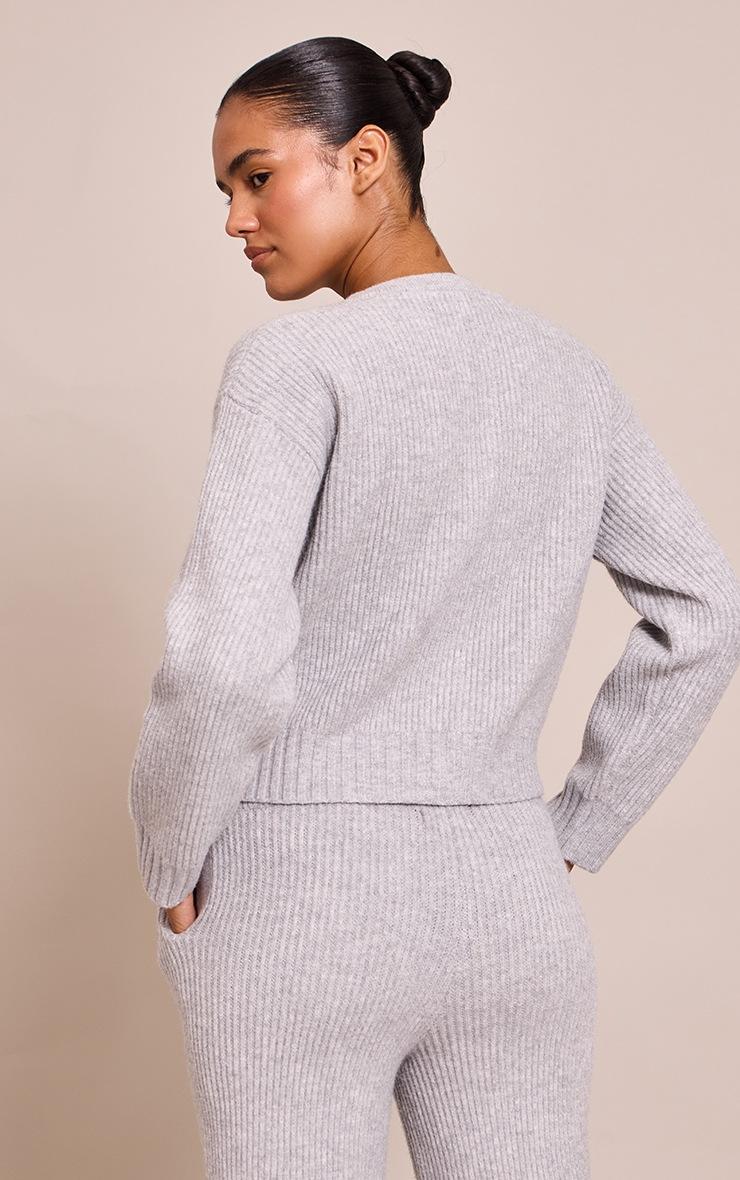 Pretty Little Thing Soft Grey Brushed Rib Knit Zip Through Cardigan