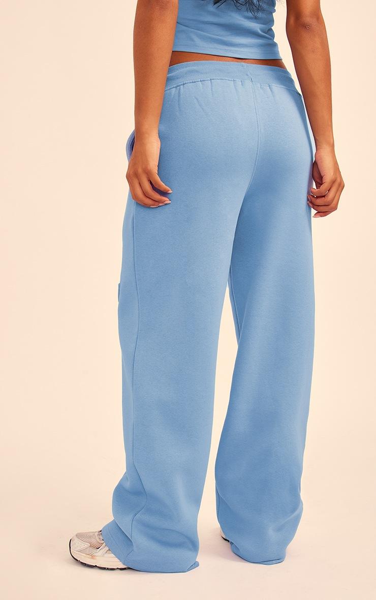 Pretty Little Thing Steel Blue Smile Embossed Wide Leg Sweatpants