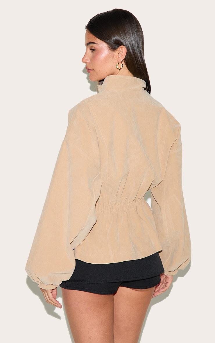 Pretty Little Thing Stone Cinched Waist Suede Jacket