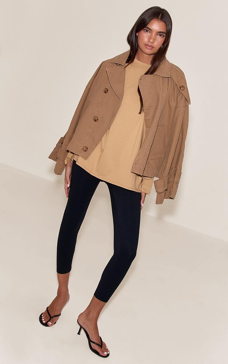 Pretty Little Thing Stone Cotton Basic Oversized Long Sleeve T-shirt