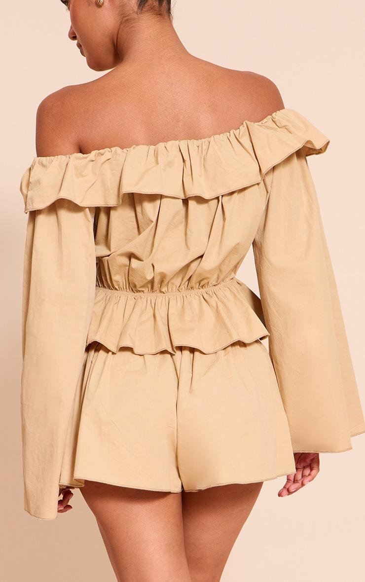 Pretty Little Thing Stone Cotton Woven Floaty Mini Shorts