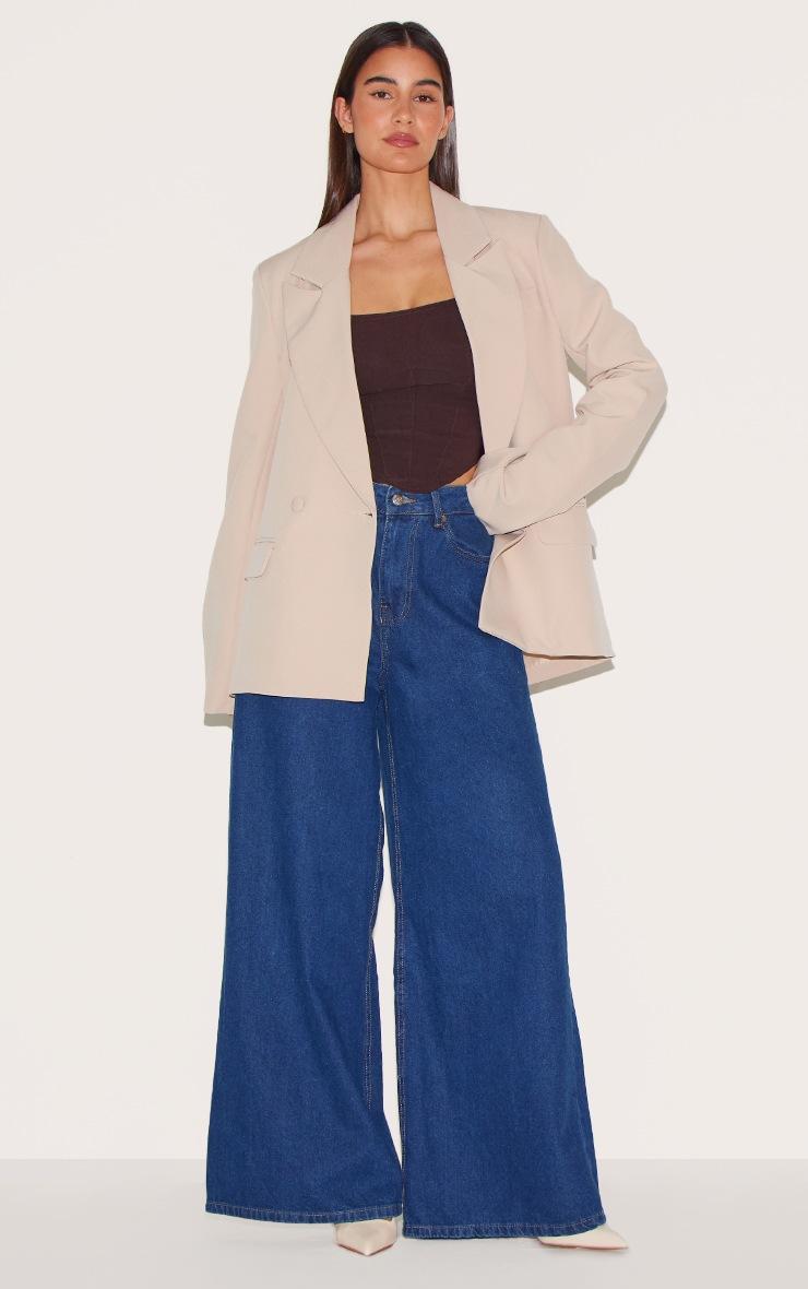 Pretty Little Thing Stone Double Breasted Oversized Boxy Fit Blazer