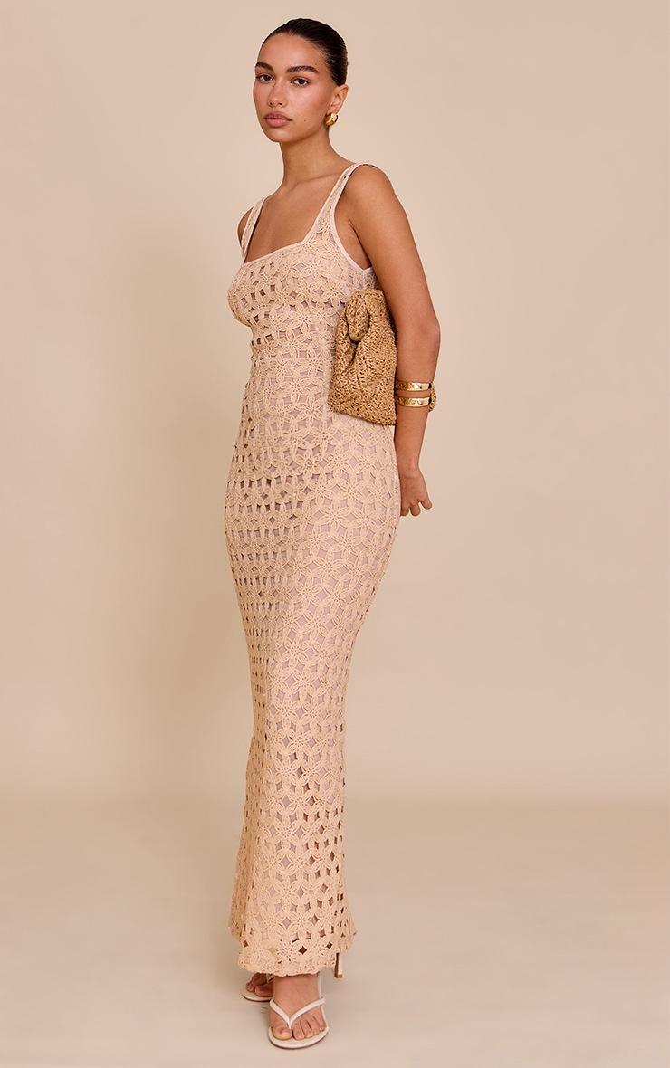 Pretty Little Thing Stone Floral Textured Scoop Neck Maxi Dress