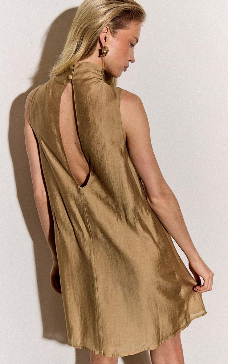 Pretty Little Thing Stone Organza High Neck Shift Dress