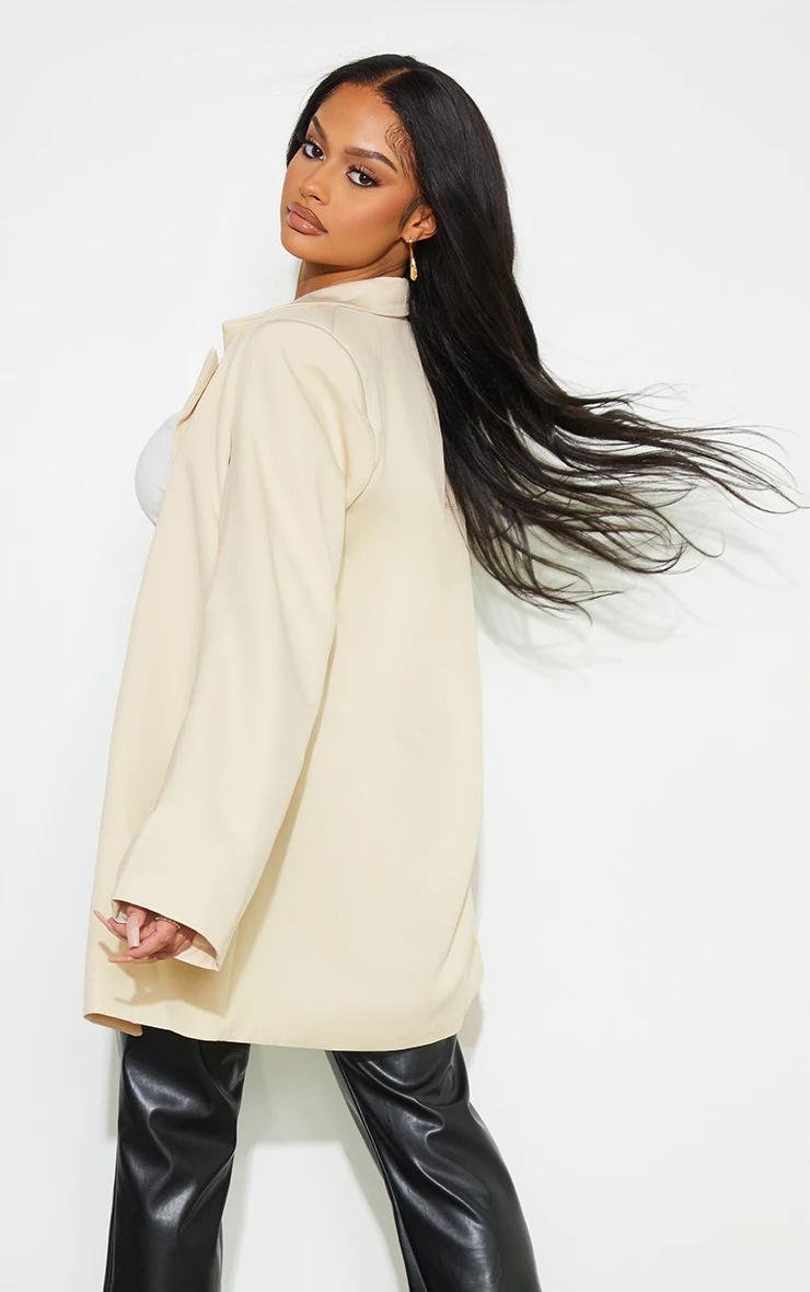 Pretty Little Thing Stone Oversized Drapey Button Detail Blazer