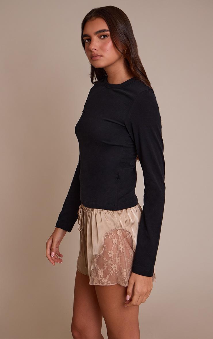 Pretty Little Thing Stone Satin Lace Drawstring Shorts