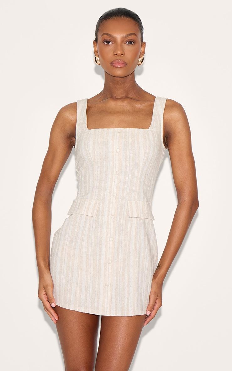 Pretty Little Thing Stone Striped Pocket Detail Dress