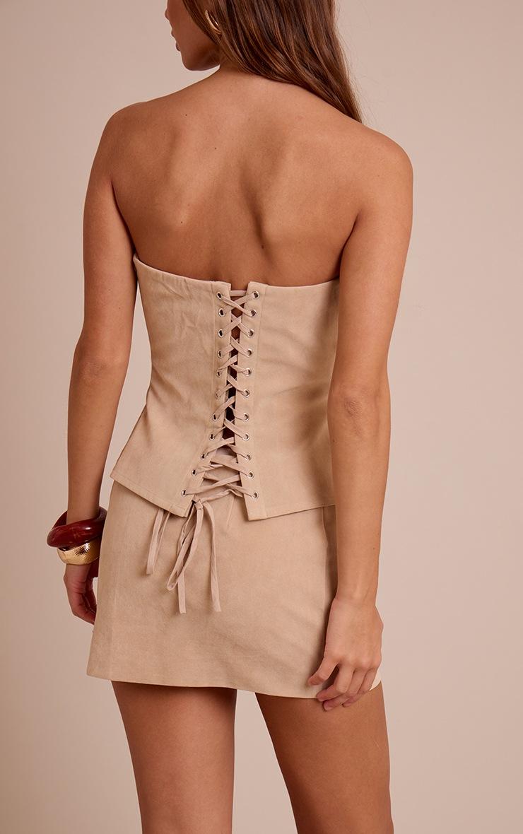 Pretty Little Thing Stone Structured Suede Mini Skirt