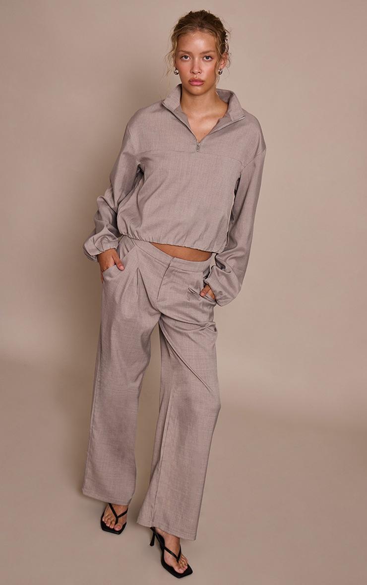 Pretty Little Thing Stone Tailored Pleat Detail Woven Pant