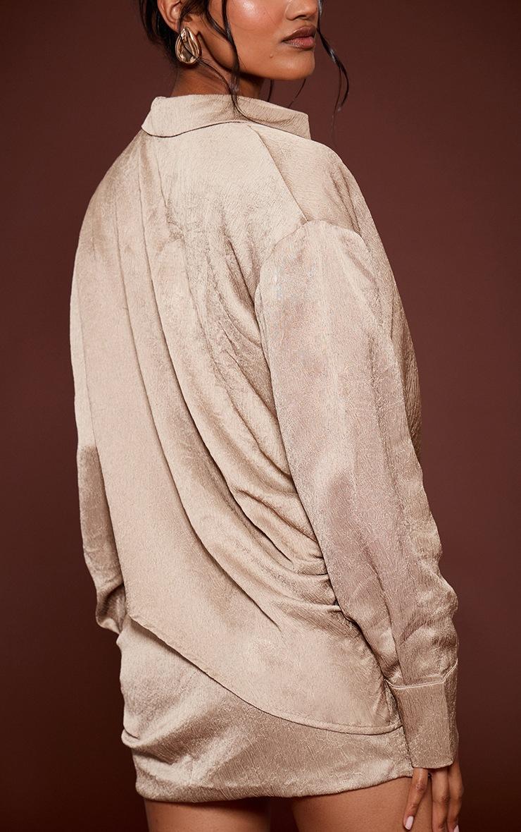 Pretty Little Thing Stone Textured Satin Ruched Mini Skirt