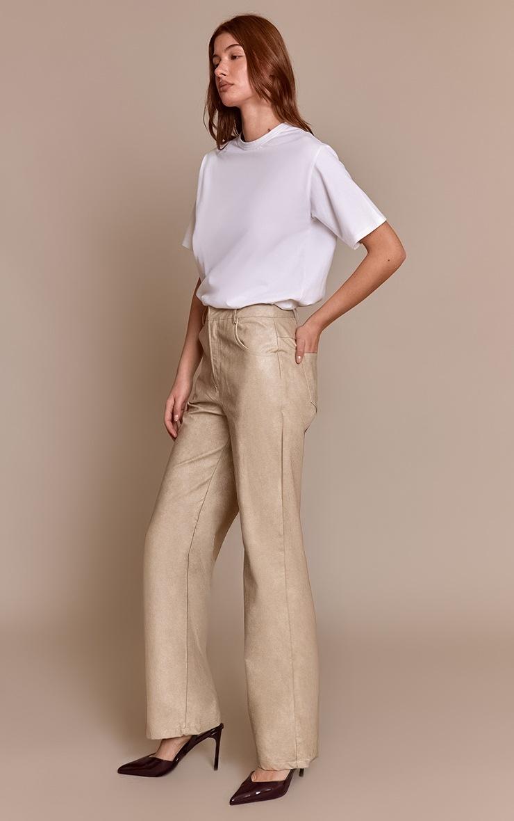 Pretty Little Thing Stone Washed Faux Leather Straight Leg Pants