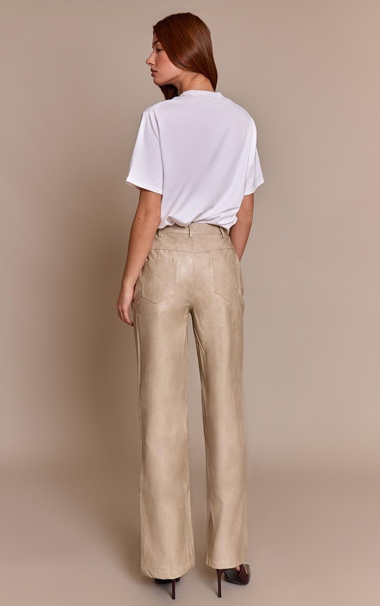 Pretty Little Thing Stone Washed Faux Leather Straight Leg Pants