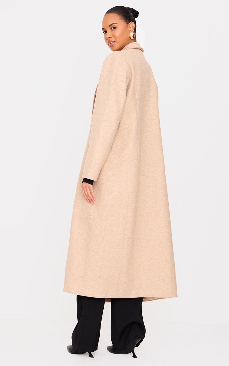 Pretty Little Thing Stone Wool Look Oversized Drop Shoulder Maxi Coat