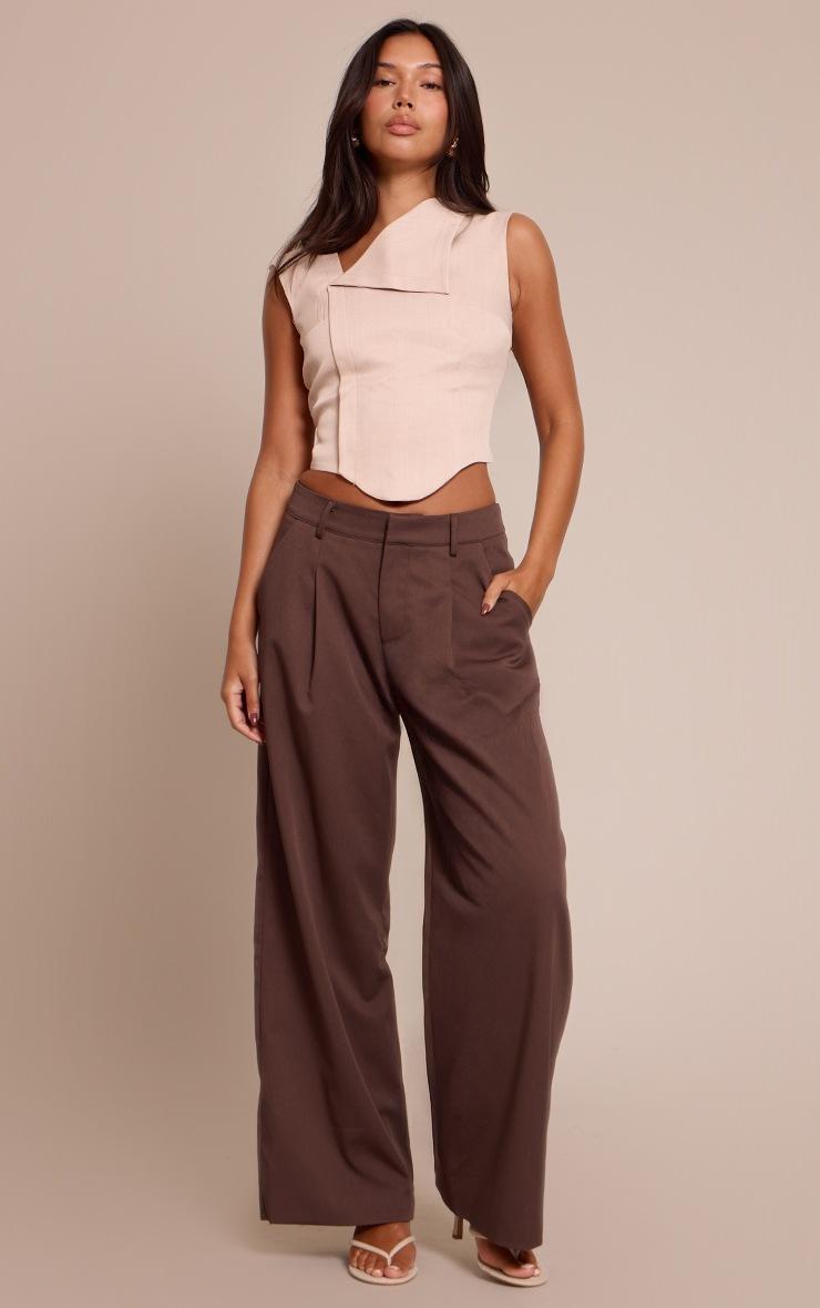 Pretty Little Thing Stone Woven Abstract Collar Detail Vest